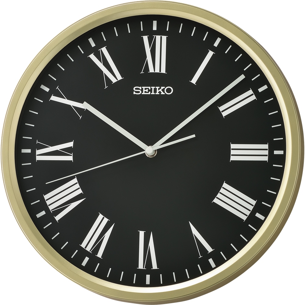 Seiko Decorator Gold Case Black Dial Wall Clock - QHA009-G - Stonex ...